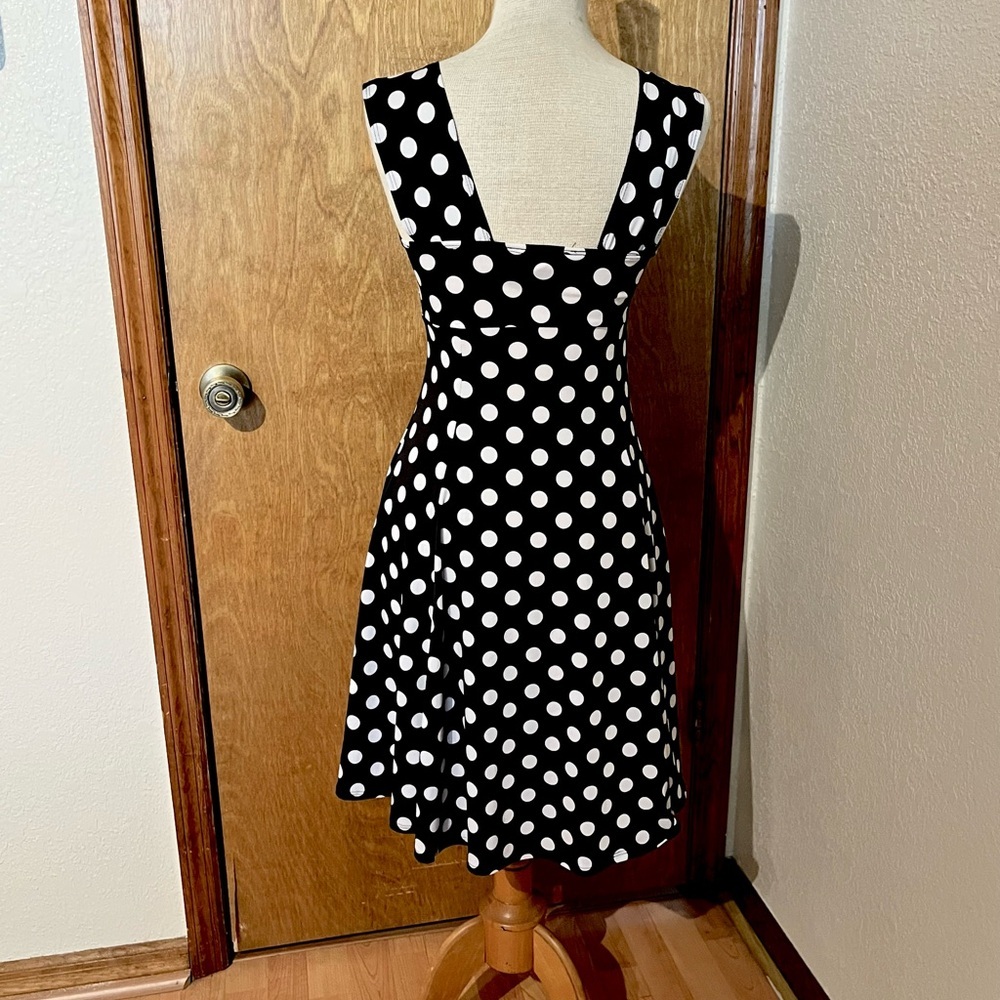 Sexy black and white Polka Dot Sleeveless Dress pinup girl retro - Picture 2 of 7